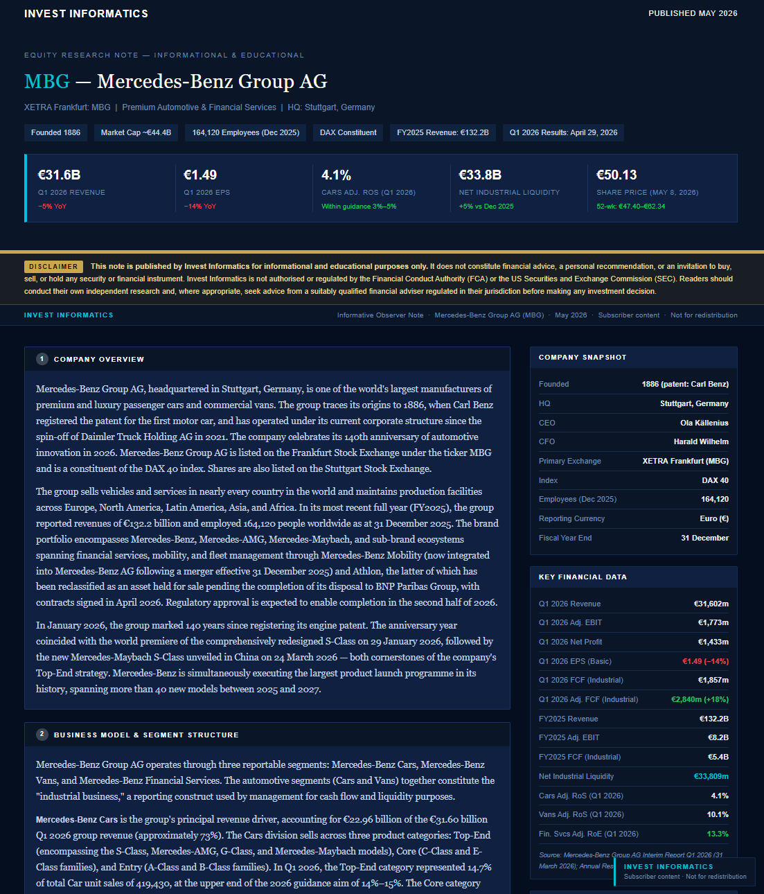 Mercedes-Benz Group equity research note
