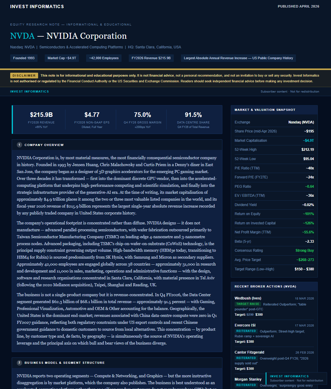 Invest Informatics NVIDIA Q4 FY2026 equity research note covering February 2026 earnings