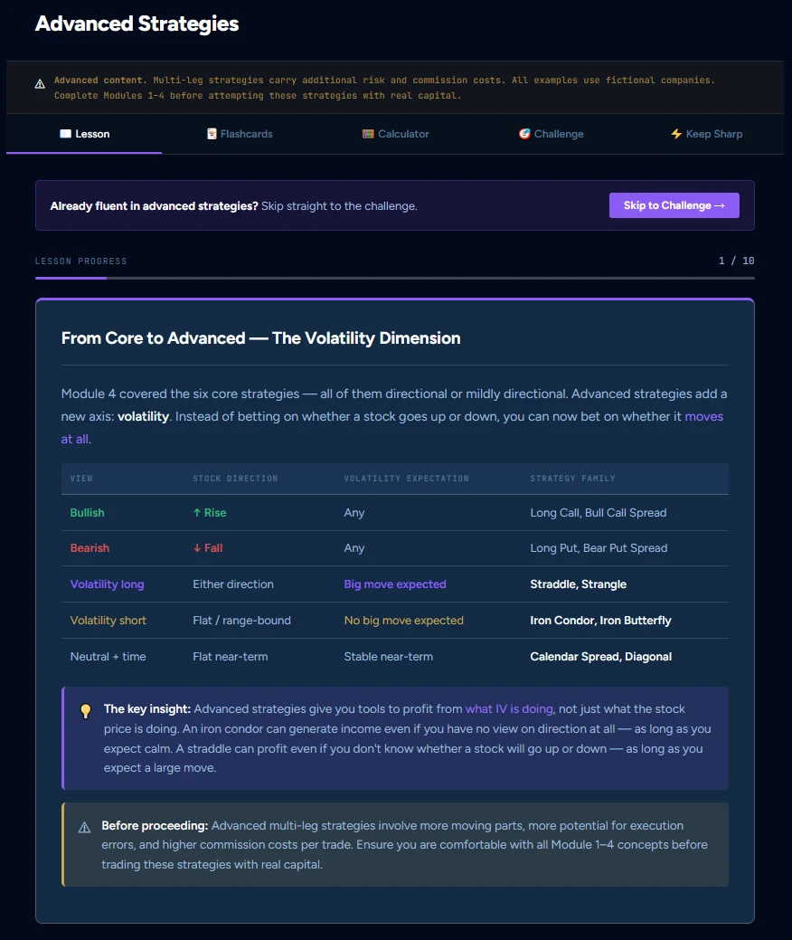 Advanced strategies, taught live